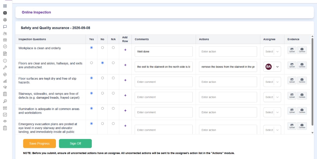 Compliancehelp Hub dashboard showing actions and compliance information