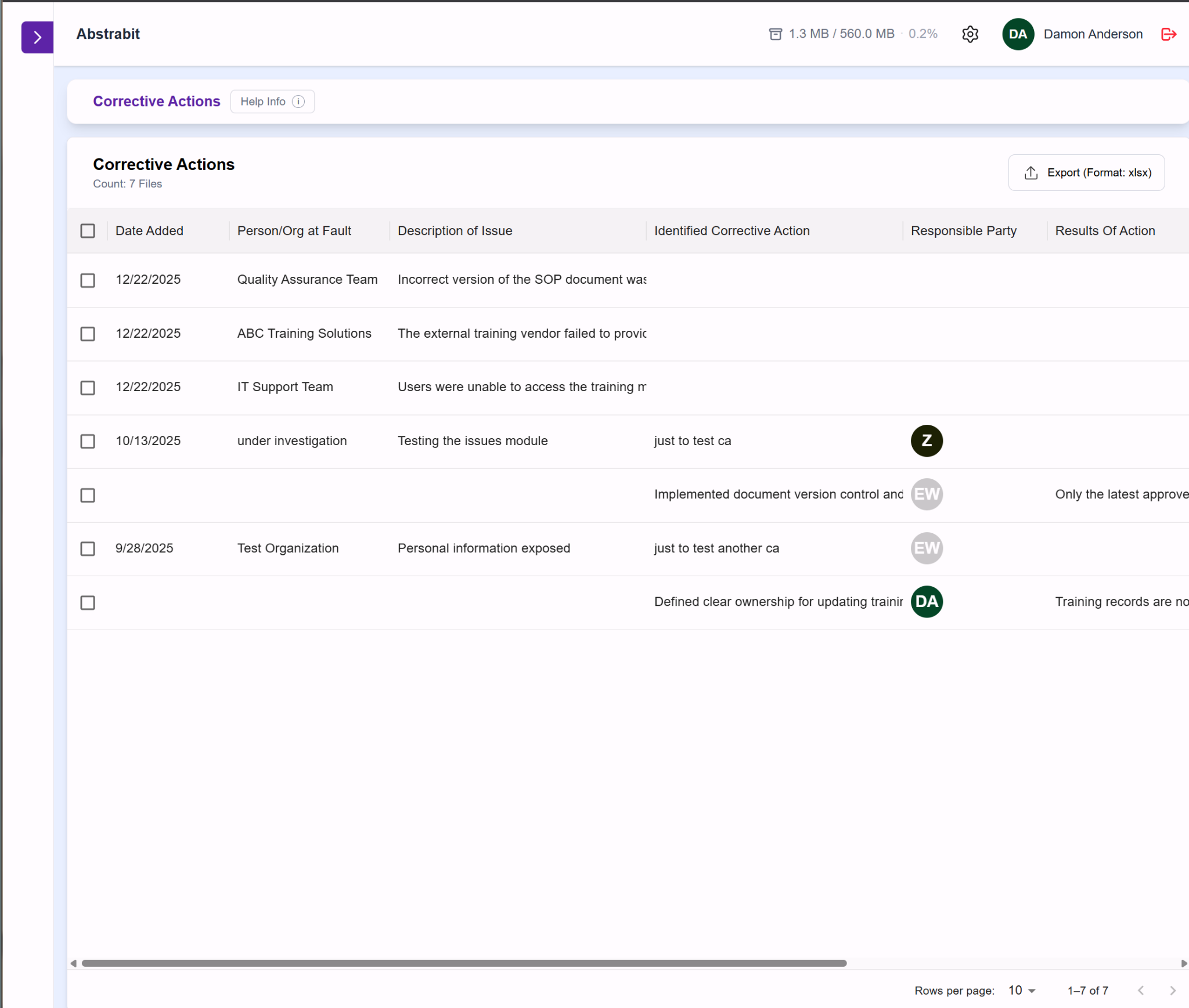Corrective action module